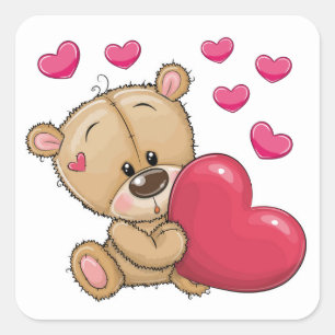 Cuadrada Precious Bear Pegatina