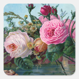 Cuadrada Primavera en un Pegatina en flor