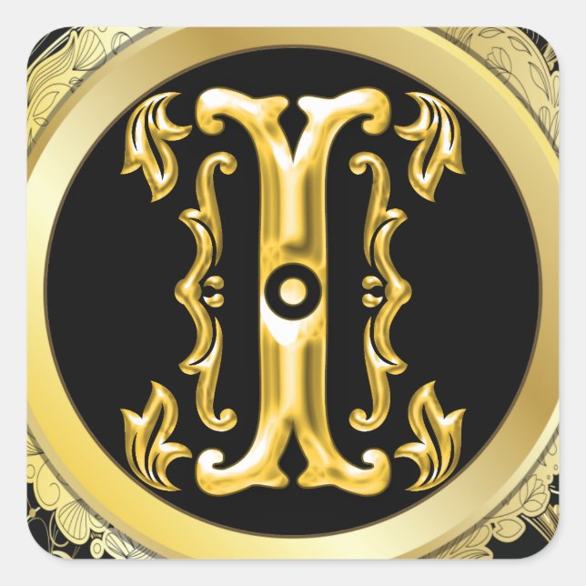 Cuadrada Primer Pegatina cuadrado I en oro (Anverso)