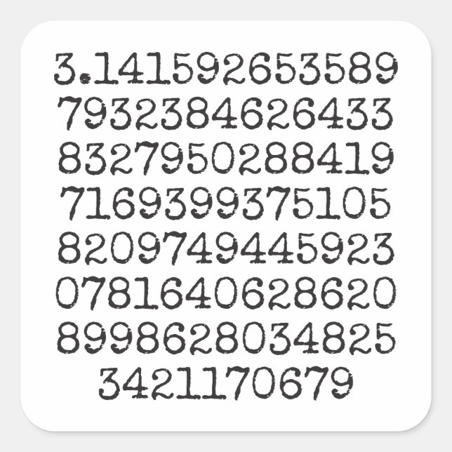Cuadrada Primeros 100 dígitos de Pegatina Pi (Anverso)
