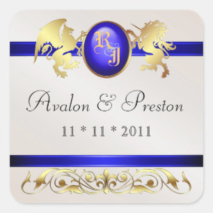 Cuadrada Prince & Princess Blue Salve al Pegatina de Fecha
