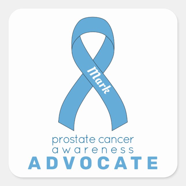 Cuadrada Prostate Cancer Advocate Pegatina de la Plaza Blan (Anverso)