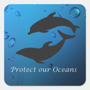 Cuadrada Proteger a nuestro Pegatina de delfines oceánicos