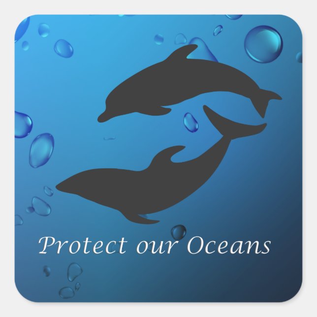 Cuadrada Proteger a nuestro Pegatina de los delfines de los (Anverso)