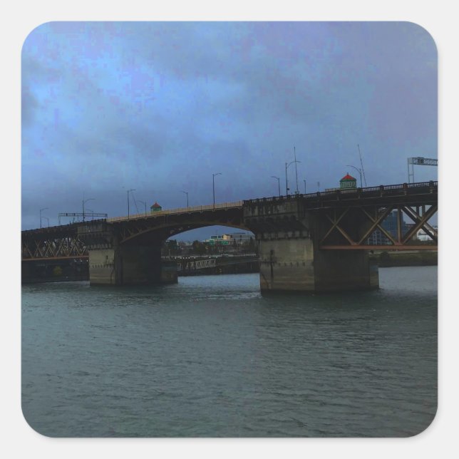 Cuadrada Puente Portland Burnside Pegatina #1 (Anverso)