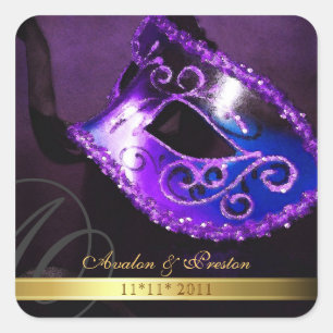 Cuadrada Púrpura Masquerade Swirl Guardar el Pegatina de fe