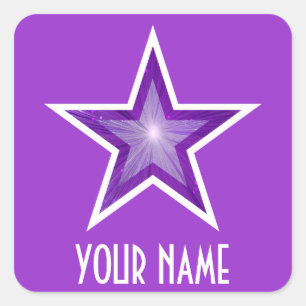 Cuadrada Púrpura pegatina cuadrado de Estrella Púrpura