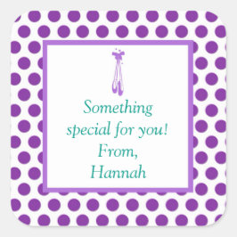 Cuadrada Púrpura Polka Dot Ballerina Niños Regalo Pegatina