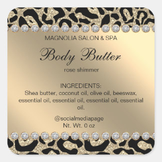Cuadrada Purpurina de Salon Leopard Gold Square Pegatina