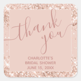 Cuadrada Purpurina Girly Pink Gracias Pegatina Cuadrado