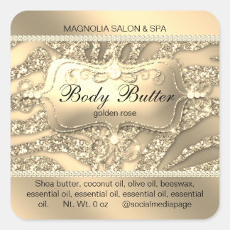 Cuadrada Purpurina Zebra Salon Pegatina Gold Square