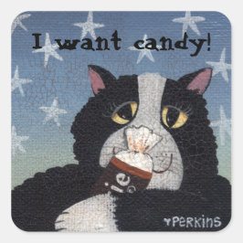 Cuadrada ¡Quiero caramelos! pegatina