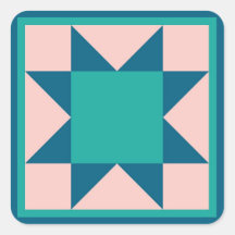 Quilt Pegatina - Sawtooth Star (verde azulado)