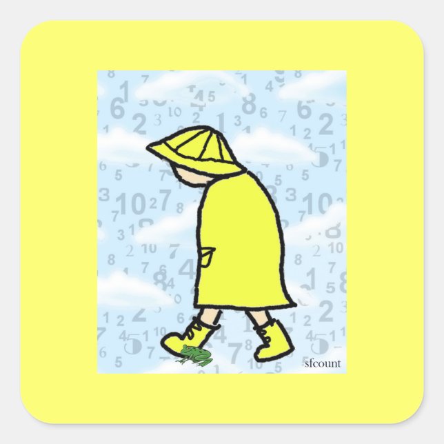 Cuadrada Rainy Day Boy Pegatina (Anverso)