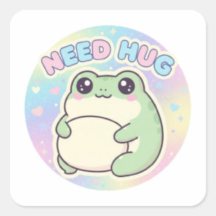 Cuadrada Rana de Abrazo Necesita Pegatina Rana de Autoabraz