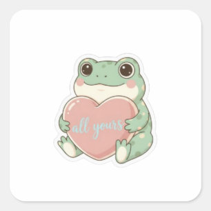 Cuadrada Rana Todo Tuyo Pegatina Rana Adorable Abraza Coraz