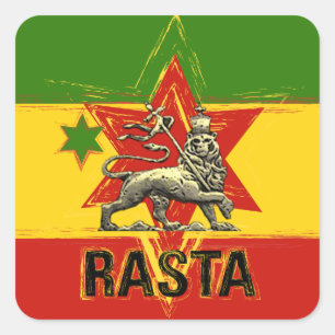 Cuadrada Rasta Irie León de Judá Pegatina
