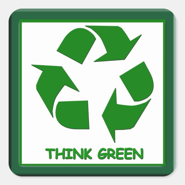 Cuadrada Reciclar el Pegatina verde (Anverso)