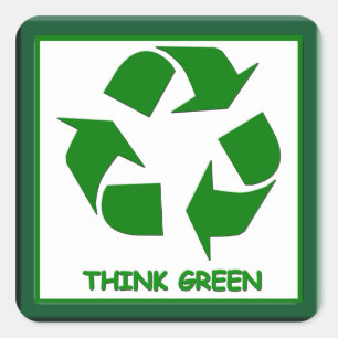 Cuadrada Reciclar piensa Pegatina verde