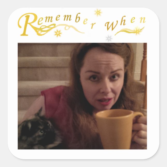 Cuadrada Recordar cuando el Pegatina cuadrado de borde redo (Anverso)