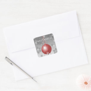 Cuadrada Red Fancy Christmas Ornament Pegatina