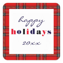 Red Plaid - Pegatina cuadrado