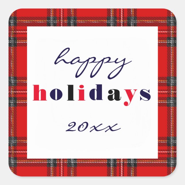 Cuadrada Red Plaid - Pegatina cuadrado (Anverso)