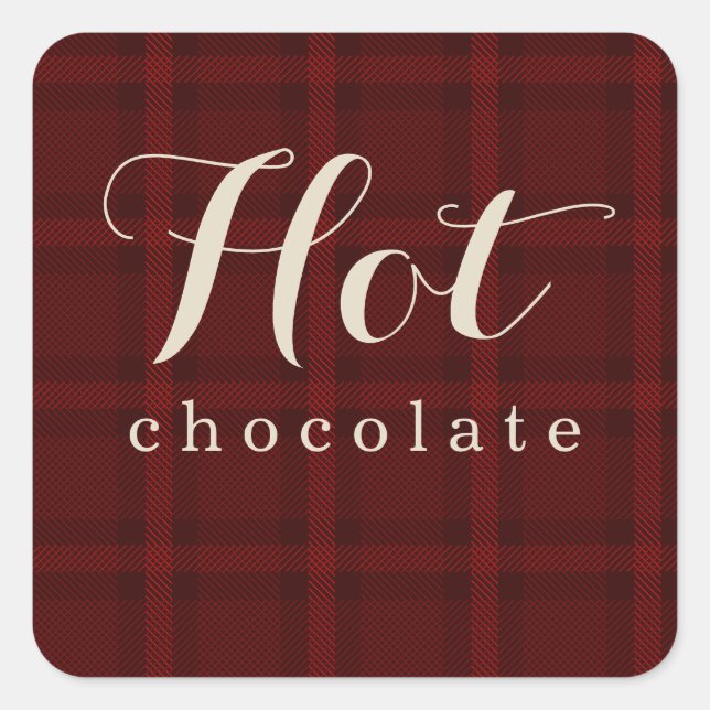 Cuadrada Red Plaid | Pegatina para regalo de chocolate cali (Anverso)
