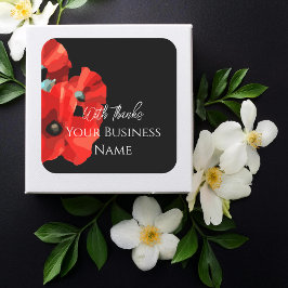 Cuadrada Red Poppy Gracias Pegatina Cuadrado