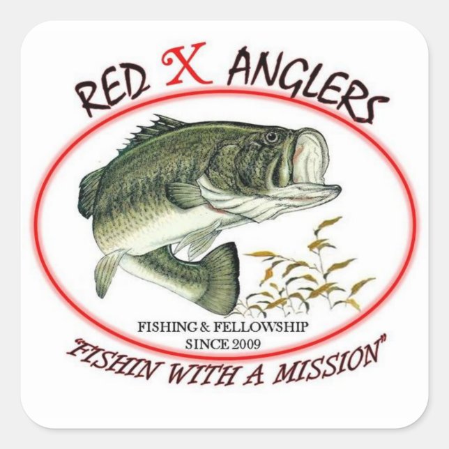 Cuadrada Red X Anglers pegatina cuadrado LMB (Anverso)