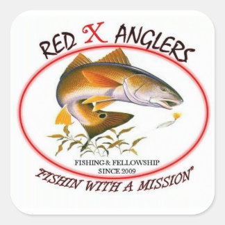 Cuadrada Red X Anglers redfish cuadrado pegatina