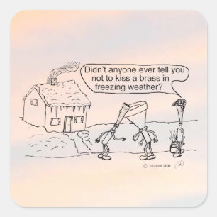 Cuadrada Reed Kissing Brass Square Pegatina