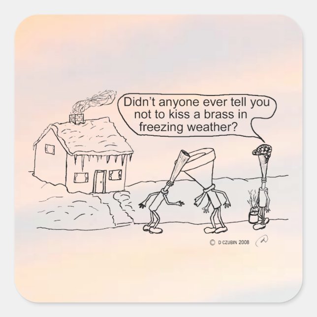 Cuadrada Reed Kissing Brass Square Pegatina (Anverso)