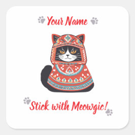 Cuadrada ¡Regalo de Pegatina Meowgic Personalizado!