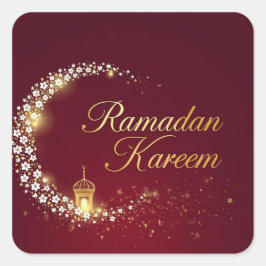 Cuadrada Regalo de pegatina redonda de Ramadan Kareem