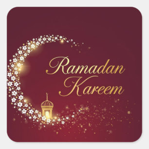 Cuadrada Regalo de pegatina redonda de Ramadan Kareem
