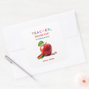 Cuadrada Regalo para maestros - Pegatina con mensaje de agr