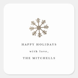 Cuadrada Relieve metalizado falso de Snowflake | pegatina d