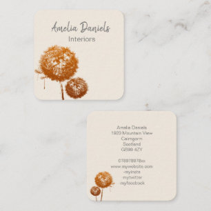 Cuadrada Reloj elegante de Dandelion en tarjeta de visita c