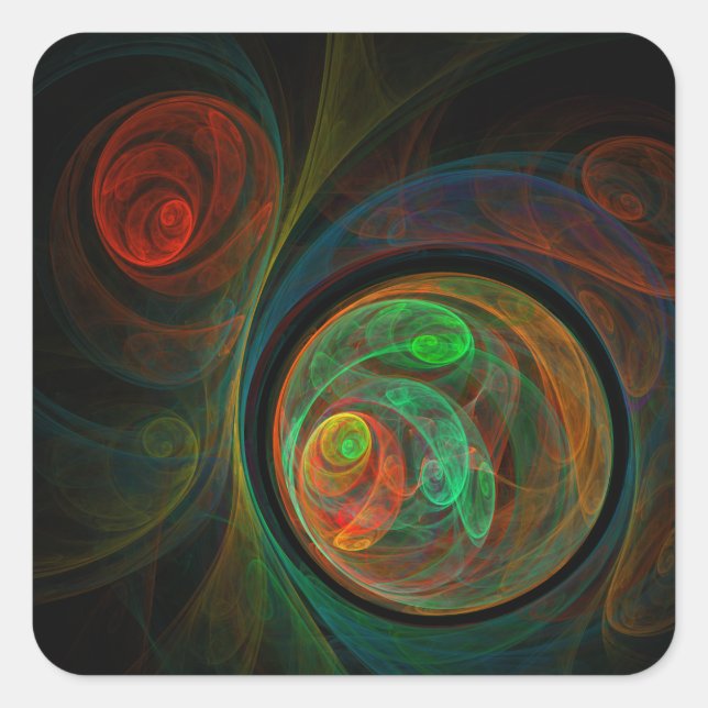 Cuadrada Renacimiento Green Abstract Art Square Pegatina (Anverso)