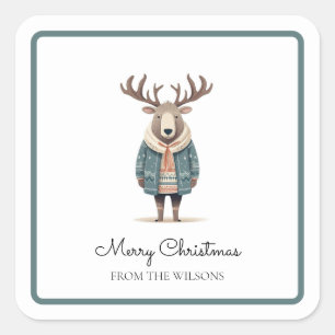 Cuadrada Reno escandés con Pegatina de abrigo