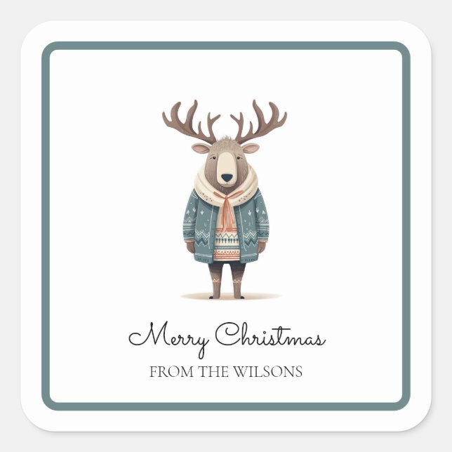 Cuadrada Reno escandés con Pegatina de abrigo (Anverso)