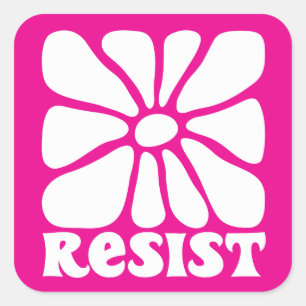 Cuadrada RESISTIR pegatina con un diseño de flores tranquil
