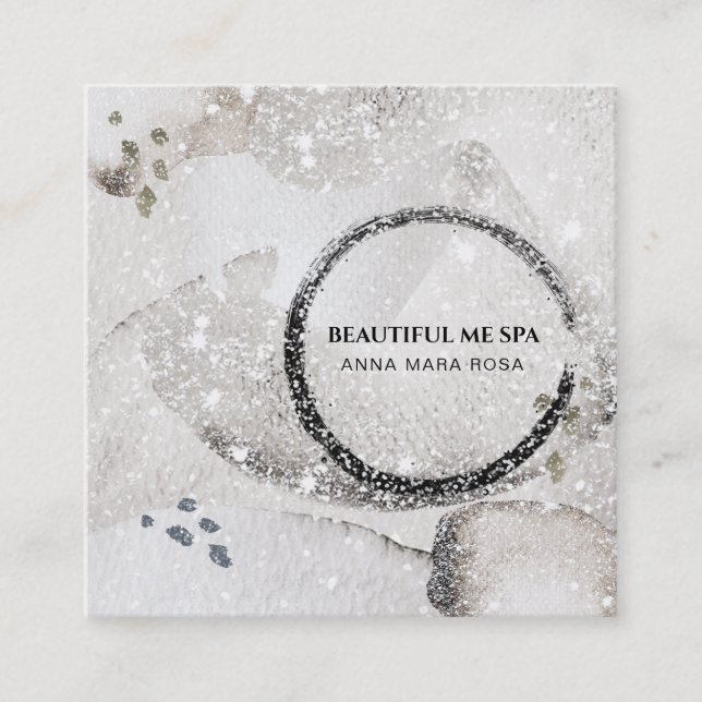 Cuadrada *~* Resumen de la tarjeta de visita Purpurina negr (Anverso)