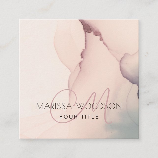 Cuadrada Resumen de la tarjeta de visita Rubor Pink Monogra (Anverso)