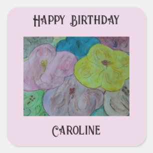 Cuadrada Resumen Pegatina personalizado de floral de verano