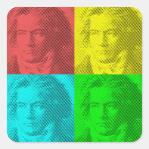 Cuadrada Retrato De Beethoven En Pegatina Cuadrado