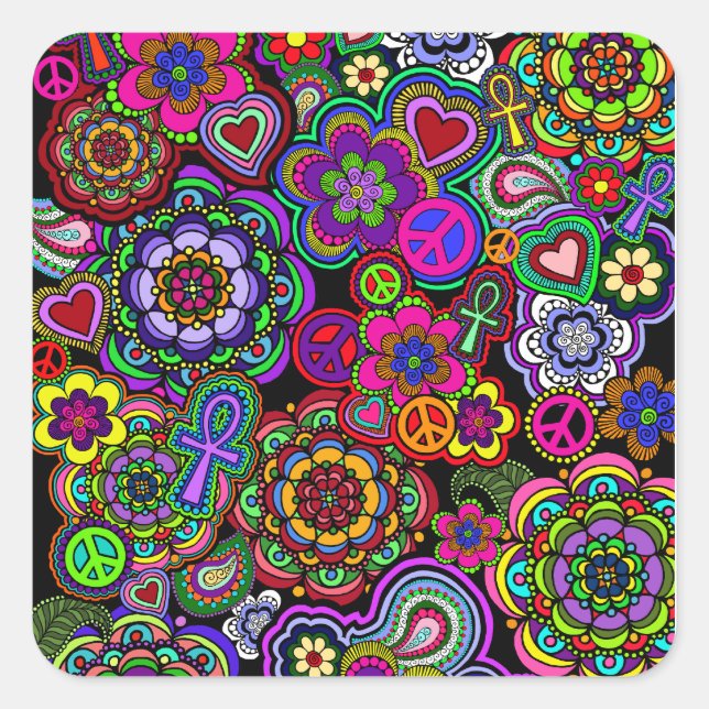 Cuadrada Retromania 2 Pegatina (Anverso)