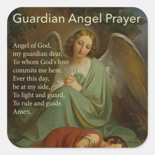 Cuadrada Rezo del ángel de guarda con el pegatina del