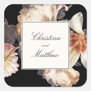 Cuadrada Rich Moody Wedding Favor Pegatina con nombres